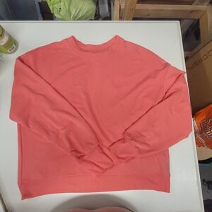 apana Women's Sweatshirt Size L Coral Pink Back Cutout Athleisure Pullover